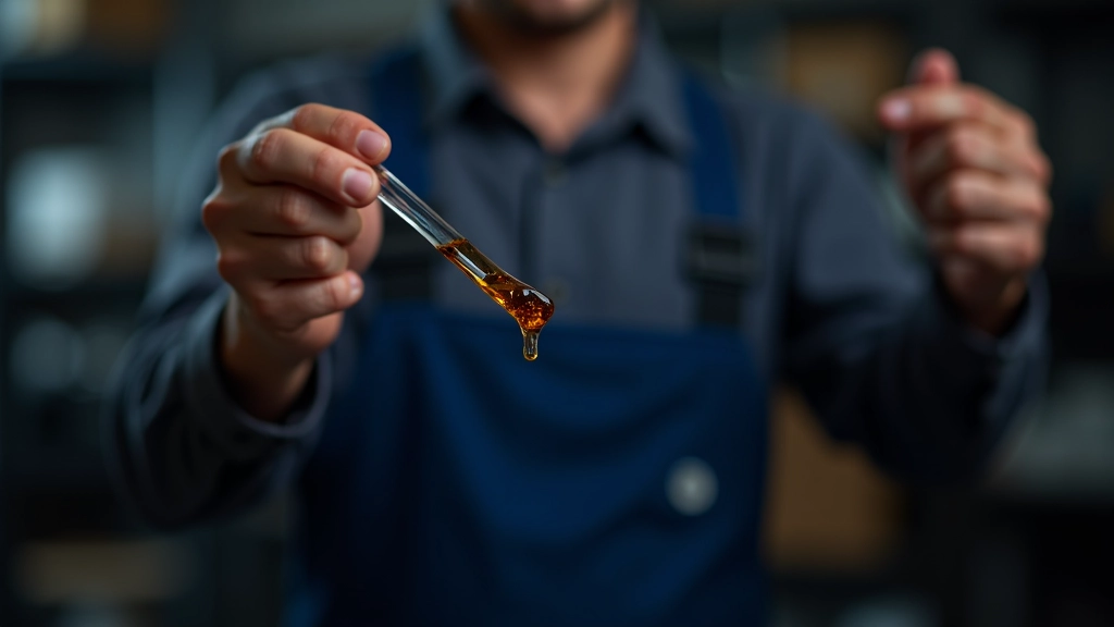 Close-up view of dirty engine oil on dipstick compared to fresh clean oil reference