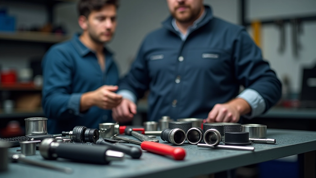 Vehicle maintenance tools and equipment arranged in organized workshop